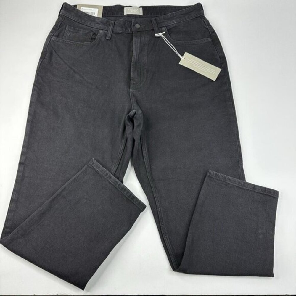 Everlane Womens Curvy Cheeky Straight Leg Jeans Washed Black High Rise 34-35 NWT